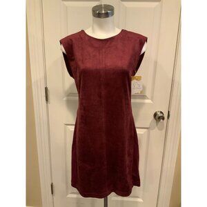 BCBG Max Azria Maroon Faux Suede Karlee Sleeveless Shift Dress, Size Small